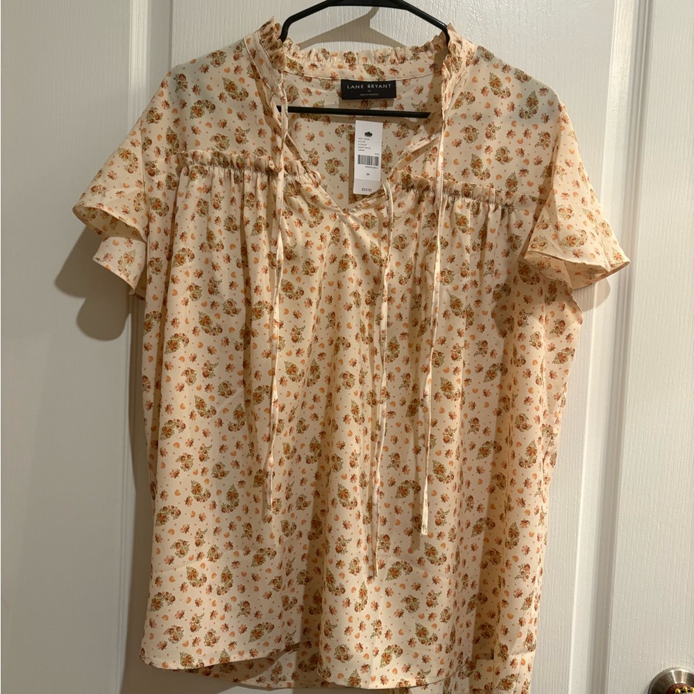 Saks Fifth Avenue Floral Cream Blouse
